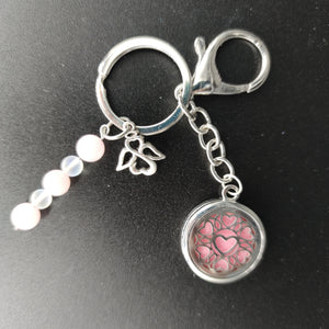 Porte-clés diffuseur,quartz rose et verre polaris