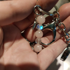 Porte-clés diffuseur,quartz rose et verre polaris
