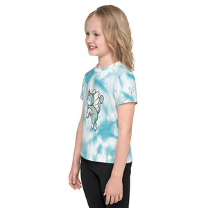 T-shirt col ras du cou enfant bleu/chat