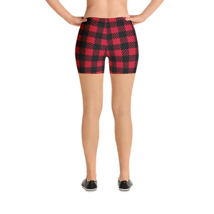 Short moulant carreaux - rouge et noir