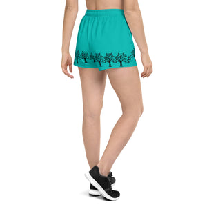 Short de sport recyclé Turquoise arbre de vie