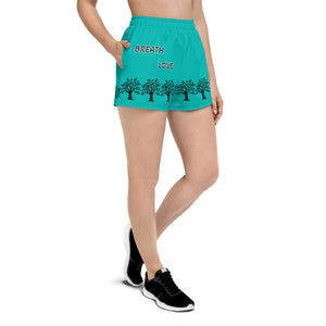 Short de sport recyclé Turquoise arbre de vie