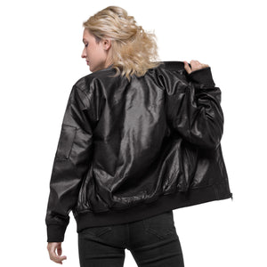 Veste Bomber simili cuir brodé