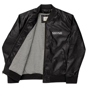 Veste Bomber simili cuir brodé