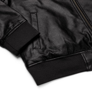 Veste Bomber simili cuir brodé