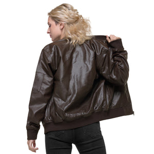 Veste Bomber simili cuir brodé