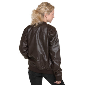 Veste Bomber simili cuir brodé