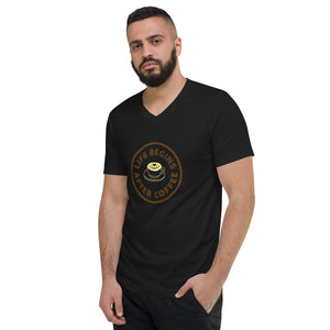 T-shirt Col V Coffee