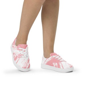 Tennis en toile avec lacets rose-/blanc