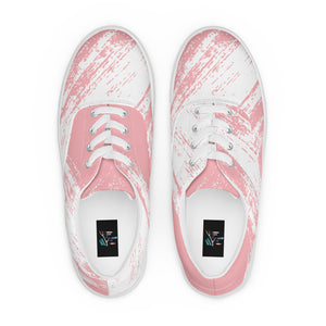 Tennis en toile avec lacets rose-/blanc